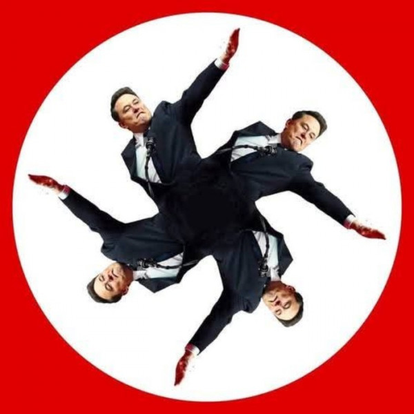 Picture of Elon Musk making a swastika